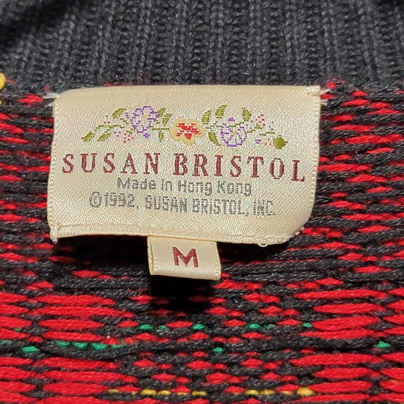 Y2K Vintage Retro Susan Bristol Plaid Cardigan Ugly Christmas Sweater Women's - Picture 2 of 5